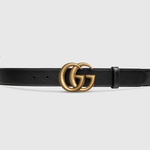 Leather Gucci Belt with Double G Buckle